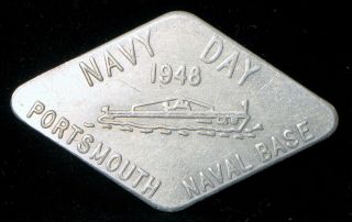 Antique Stamped Aluminum Souvenir 1948 Navy Day Portsmouth Naval Base Usn