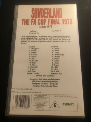 Rare Sunderland V Leeds United FA Cup Final 1973 VHS Cassette 2