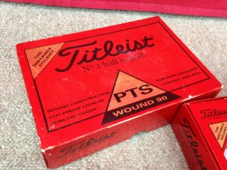 Box of 12 TITLEIST PTS Wound 90 Golf Balls - Vintage Rare - Brand 3