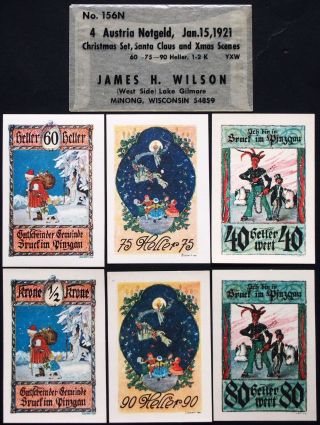 Bruck 1921 " Santa Claus & Krampus " Christmas Series Complete W/rare Envelope
