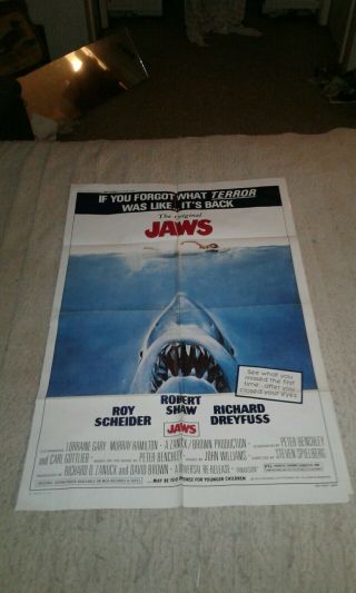 Rare Jaws 1979 Movie Poster One Sheet (27 " X41 ") Great Price Great Shape