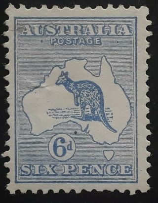 Rare 1913 - Australia 6d Ultramarine Kangaroo Stamp 1st Wmk Var Dot Under U