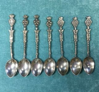 Silver Plate Demitasse Spoons Set Of 7 Made In Italy (mrb)