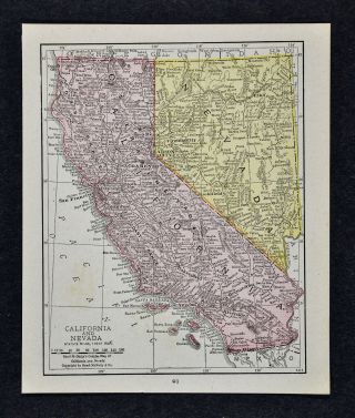 1917 Mcnally Map - California Nevada San Francisco Los Angeles Diego Carson City