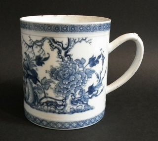 Good Large 19th Century Chinese Export Blue & White Porcelain Mug / Tankard