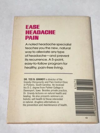 Dr.  Grandy ' s Headache Book by Dr.  Ted N.  Grandy 1979 Antique Book Vintage 2