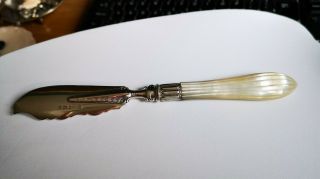 Fine Sheffield 1870 Sterling Silver & Mother Of Pearl Fish Knife Martin & Hall