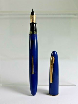Antique Blue W.  A.  Sheaffer Fountain Pen With 14k Nib,  Ft.  Madison Iowa
