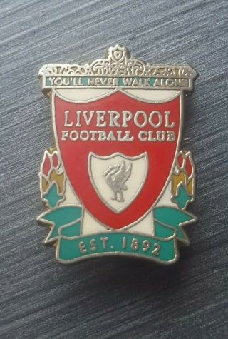 Rare Old Liverpool Fc Youll Never Walk Alone Pin Badge Red Shield Not The White