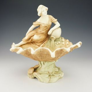 Antique Czechoslovakian Bohemian Porcelain - Lady On A Shell Vase - Art Nouveau