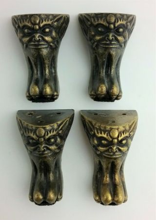 4 X Antique Brass Jewelry Chest Wood Box Decorative Feet Leg Corner Protector