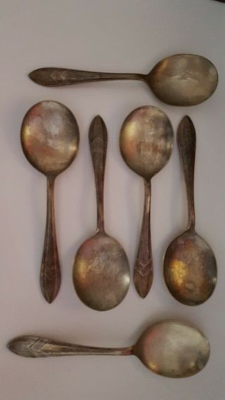 Set 6 Vintage Bowl Spoons Silver Plated Epns A1 Desert Spoon Set 1950 