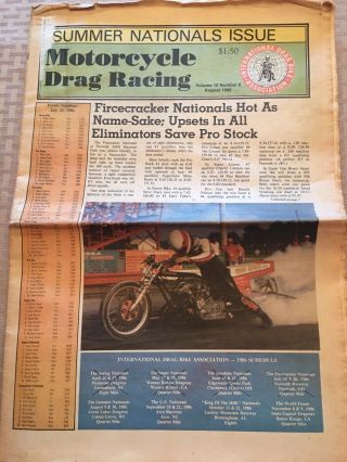 Vintage August 1986 Idba Motorcycle Drag Racing Newspaper Summer Nationals Issue