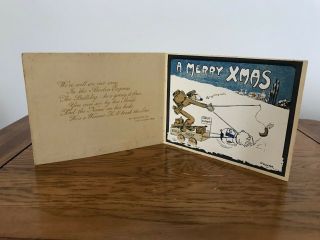 Antique Ww1 British Expeditionary Force Western Front Christmas Card Cartoon