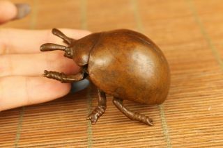 Chinese Old Red Copper Casting Insect Statue Figure
