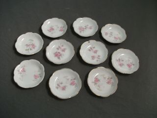 10 Vintage Butter Pats - Porcelain - Hand Painted Flowers - 3 " W - 25 73
