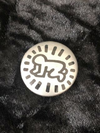 Keith Haring Crawling Radiant Baby Pinback Button Rare Vgcondition Vintage 1986