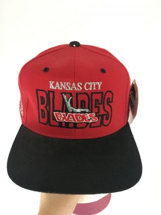 Vintage Kansas City Blades Ihl Hockey Spell Out Rare Snapback Hat With Tags