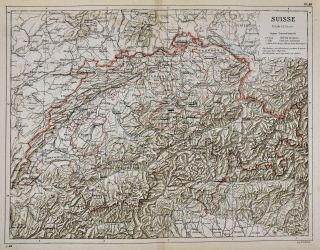 1885 Cortambert Map - Switzerland - Geneva Zurich Lucern Berne Mont Blanc Alps 2