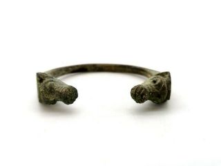 Ancient Roman Bronze Bracelet With Deer Head Terminals - R41