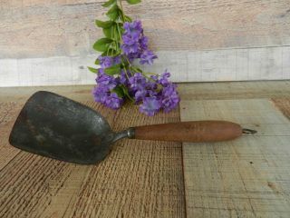 Antique Iron Scoop With Wood Handle