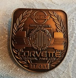 Rare Indianapolis 500 Pit Pass Pin/badge Corvette Pace Car