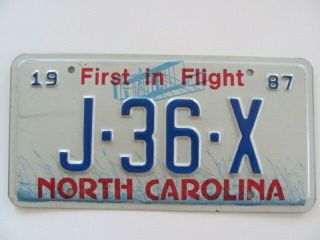 1987 North Carolina Nc License Plate Tag,  Circuit Judge (j - 36 - X) Rare,  Collect