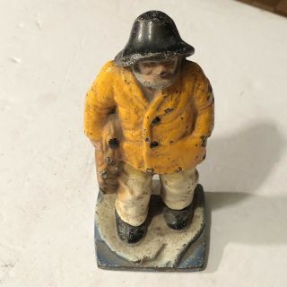 Old Salt Fishing Captain Cast Iron Doorstop " Gloucester " Fisherman