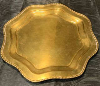 Vintage Brass Platter Plate Charger Rare Antique Bowl Server Hollywood Regency