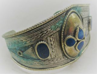Late Medieval Islamic Silvered Ottomans Bracelet With Lapis Stones