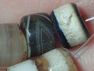 10 Ancient Indo - Tibetan Sulemani Agate Beads,  7 - 8mm,  S1720
