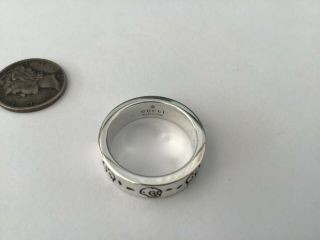 Authentic Gucci Ghost GG 925 Sterling Silver Ring Size 7.  75,  Made in Italy Rare 3