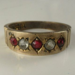 Antique Gold Tone & Paste Gypsy Ring Q.  5