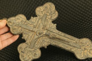 Blessing Bronze Hand Carved Cross Statue Big Collectable Wall Decoration