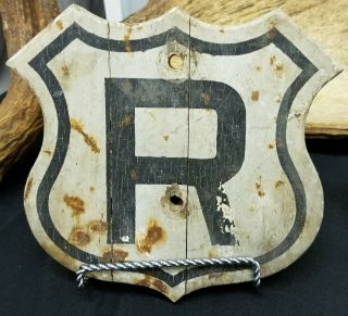 Antique Wooden Interstate Road Sign Purchased In Maine (380)