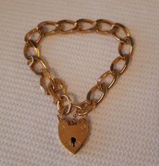 Antique Victorian/edwardian Heavy Rolled Gold Bracelet With Heart Padlock.