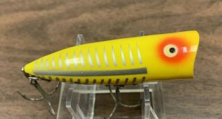 Vintage Heddon Chugger Spook Fishing Lure Yellow Shore Topwater Bass Tackle