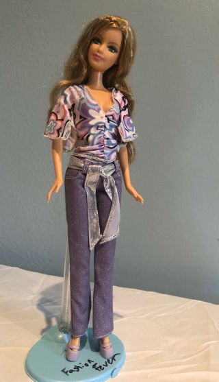 Rare Mattel Collectible Loose Fashion Fever Barbie Doll With Stand