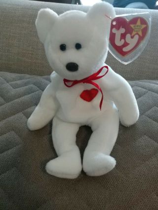 Rare: 1993 Pvc Valentino Bear Ty Beanie Baby With Brown Nose & Multiple Errors