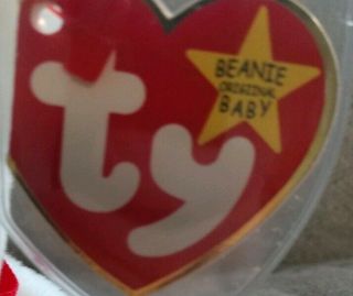 RARE: 1993 PVC Valentino Bear Ty Beanie Baby with Brown Nose & Multiple Errors 2