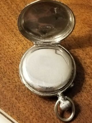 ANTIQUE SWISS 800 SILVER LADIES POCKET WATCH WITH FLORAL DIAL NOT RUNNING 3