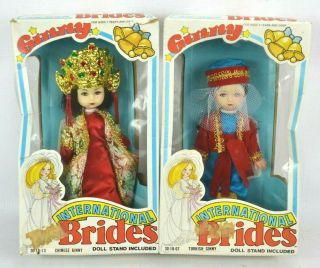 Vintage Ginny International Brides Chinese & Turkish 1982 8 " Vogue Dolls Stands