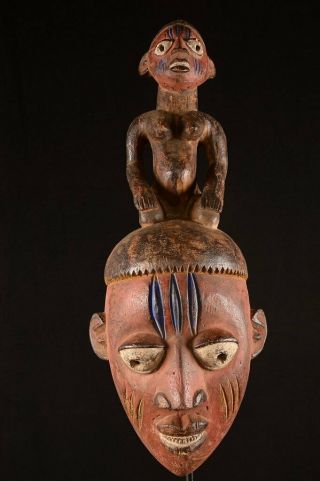 2718 Rare Gelede Tribe Yoruba Mask Old African Nigeria Wood Carved