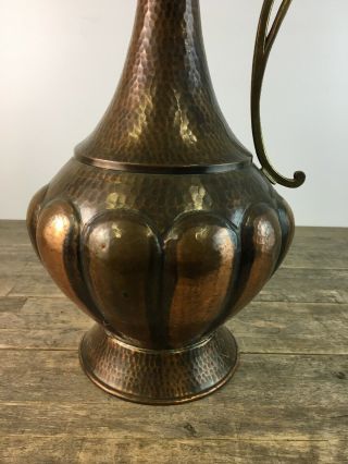 Large Antique Madoux Dinant Belgique Copper & Brass Ewer Jug. 2