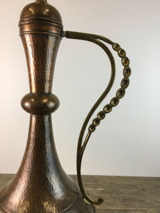 Large Antique Madoux Dinant Belgique Copper & Brass Ewer Jug. 3