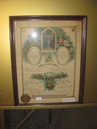 Antique 1920 Wheeling Wv West Virginia Marriage Certificate Framed
