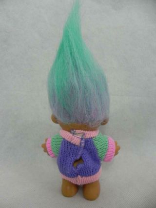 Vtg RAINBOW SWEATER Troll DOLL Ombree Blue Purple Hair RUSS Turquoise Pink teal 3
