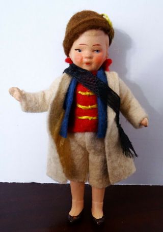 Vintage German Porcelain Bisque Boy Doll Jointed Miniature 3 3/4 "