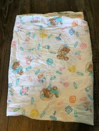 Vintage Fisher Price Teddy Beddy Bear Crib Size Fitted Bed Sheet Rare