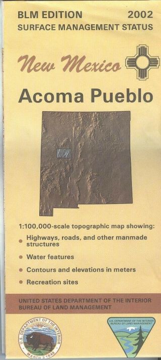 Usgs Blm Edition Topographic Map Mexico Acoma Pueblo - 2002 - Surface